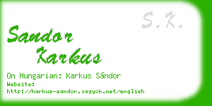 sandor karkus business card